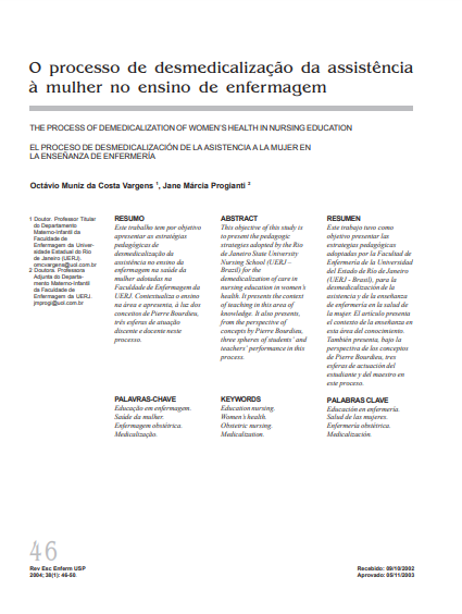 O processo de desmedicalização da assistência à mulher no ensino de enfermagem