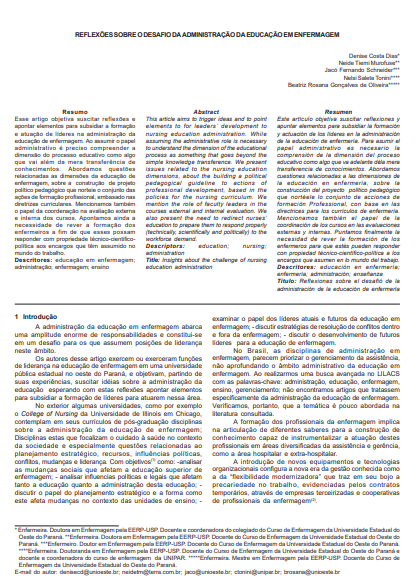 Reflexões sobre o desafio da administração da educação em enfermagem