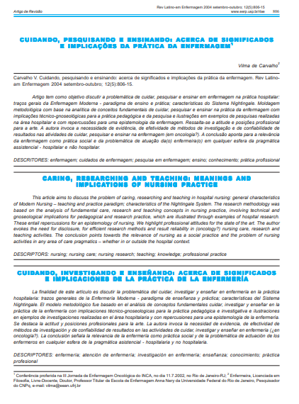 Cuidando, pesquisando e ensinando: acerca de significados e implicações da prática da enfermagem