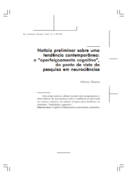 Notícia preliminar sobre uma tendência contemporânea: o “aperfeiçoamento cognitivo”, do ponto de vista da pesquisa em neurociências