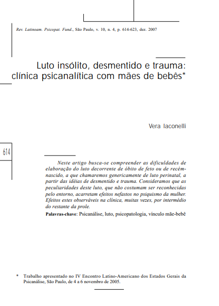 Luto insólito, desmentido e trauma: clínica psicanalítica com mães de bebês