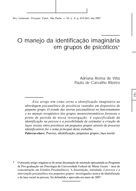 O manejo da identificação imaginária em grupos de psicóticos