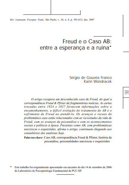 Freud e o Caso AB: entre a esperança e a ruína