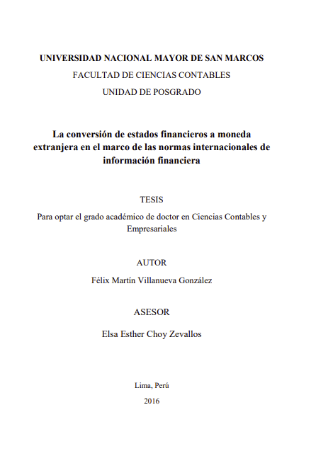 La conversión de estados financieros a moneda extranjera en el marco de las normas internacionales de información financiera