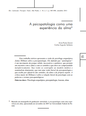 A psicopatologia como uma experiência da alma