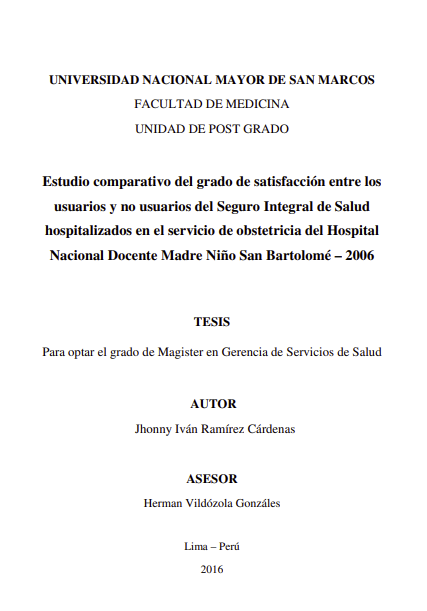 Estudio comparativo del grado de satisfacción entre los usuarios y no usuarios del Seguro Integral de Salud