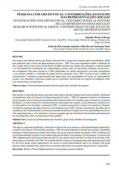 PESQUISA COM GRUPO FOCAL: CONTRIBUIÇÕES AO ESTUDO DAS REPRESENTAÇÕES SOCIAIS