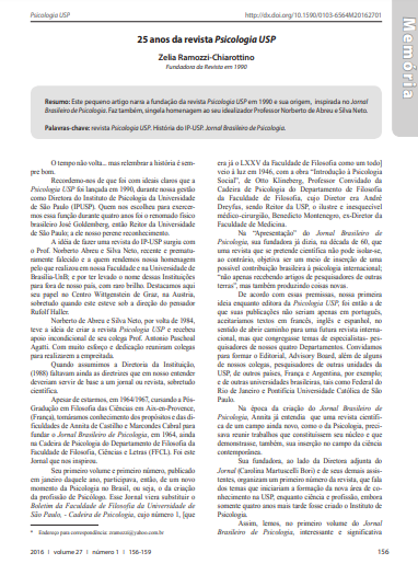 25 anos da revista Psicologia USP