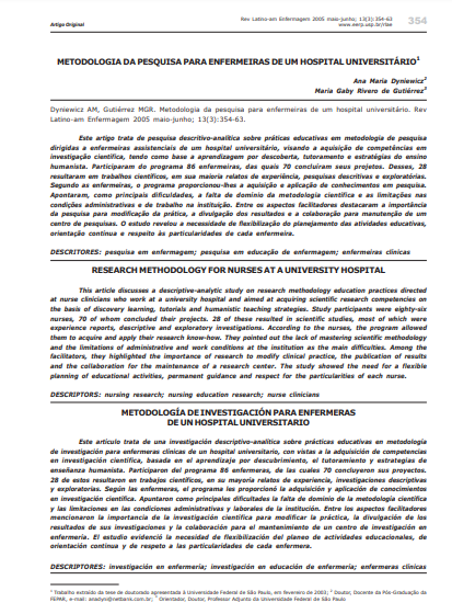 Metodologia da pesquisa para enfermeiras de um hospital universitário