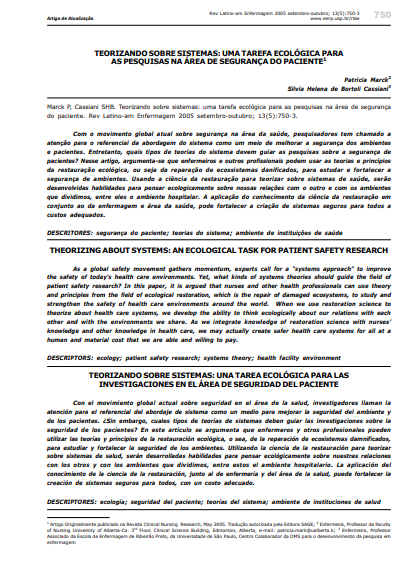 Teorizando sobre sistemas: uma tarefa ecológica para as pesquisas na área de segurança do paciente