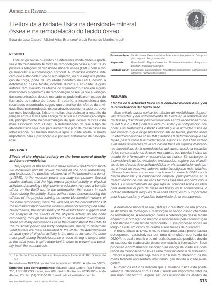 Efeitos da atividade física na densidade mineral óssea e na remodelação do tecido ósseo