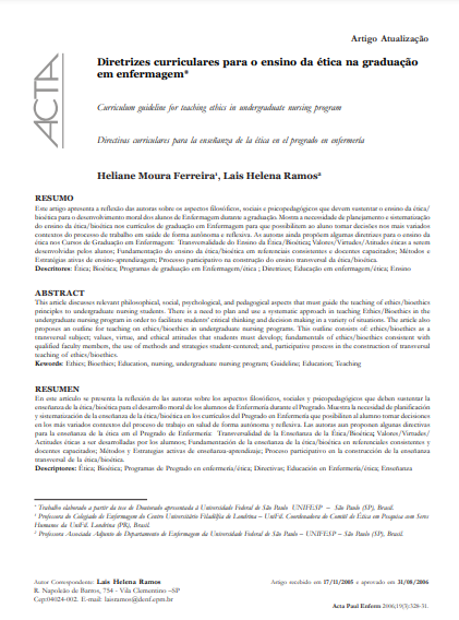 Diretrizes curriculares para o ensino da ética na graduação em enfermagem
