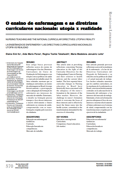 O ensino de enfermagem e as diretrizes curriculares nacionais: utopia x realidade