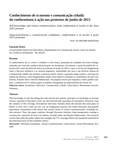 Conhecimento de si mesmo e comunicação cidadã: do conformismo à ação nos protestos de junho de 2013