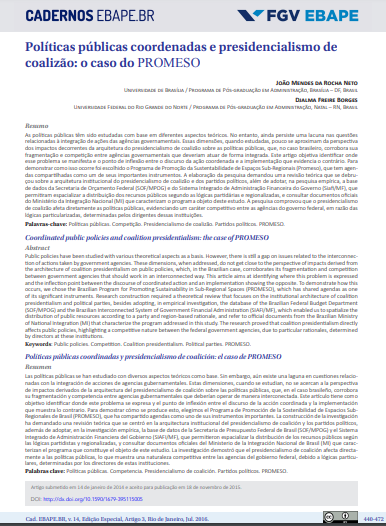 Políticas públicas coordenadas e presidencialismo de coalizão: o caso do PROMESO