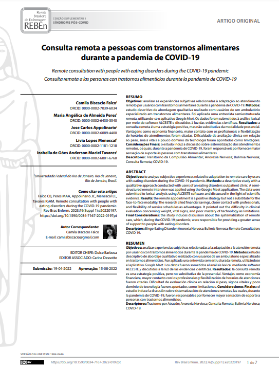 Remote consultation with people with eating disorders during the COVID-19 pandemic