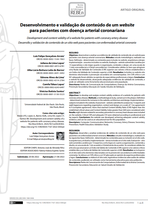 Development and content validity of a website for patients with coronary artery disease