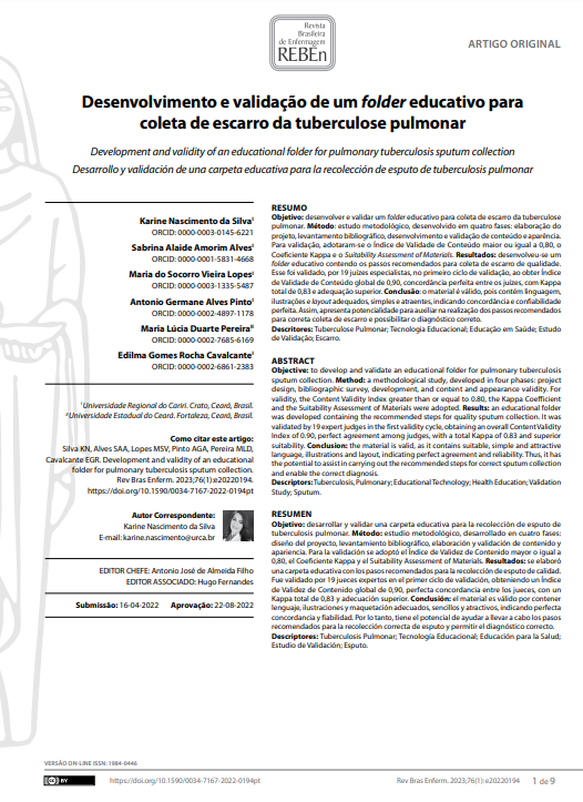 Development and validity of an educational folder for pulmonary tuberculosis sputum collection