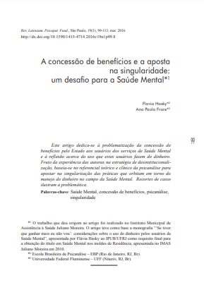 A concessão de benefícios e a aposta na singularidade: um desafio para a Saúde Mental