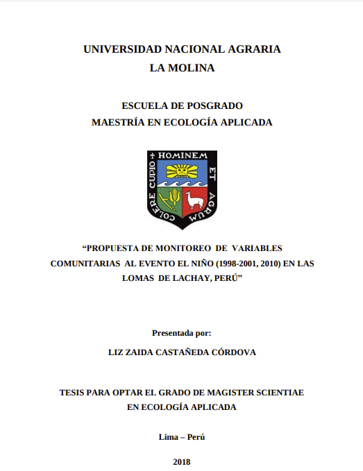 Propuesta de monitoreo de variables comunitarias al evento El Niño (1998-2001, 2010) en las Lomas de Lachay, Perú