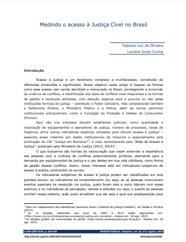 Medindo o acesso à Justiça Cível no Brasil