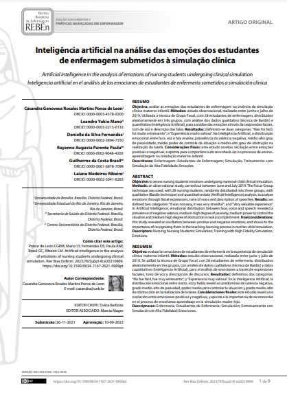 Artificial intelligence in the analysis of emotions of nursing students undergoing clinical simulation