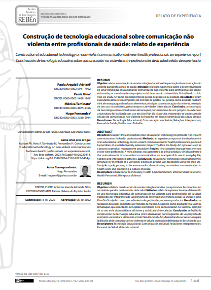 Construction of educational technology on non-violent communication between health professionals: an experience report