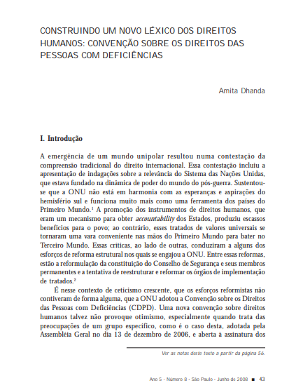 Construindo um novo léxico dos direitos humanos: Convenção sobre os Direitos das Pessoas com Deficiências