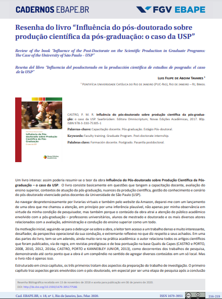 Resenha do livro “Influência do pós-doutorado sobre produção científica da pós-graduação: o caso da USP”