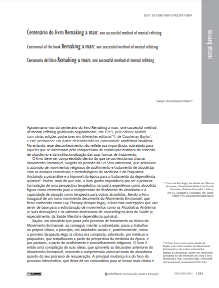 Centenário do livro Remaking a man: one successful method of mental refitting