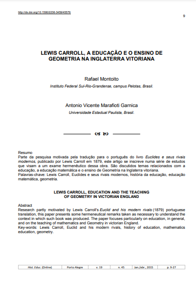 Lewis Carroll, a educação e o ensino de geometria na Inglaterra vitoriana
