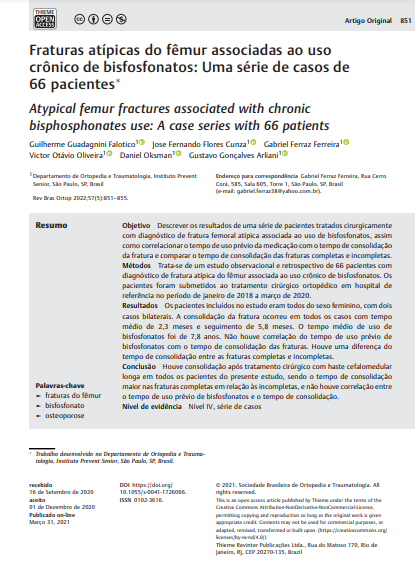 Atypical femur fractures associated with chronic bisphosphonates use: A case series with 66 patients