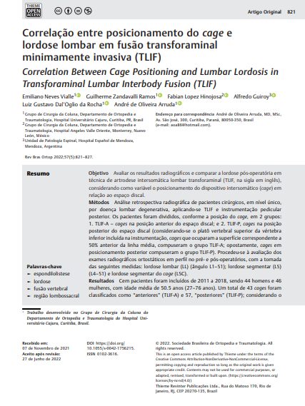 Correlation Between Cage Positioning and Lumbar Lordosis in Transforaminal Lumbar Interbody Fusion (TLIF)