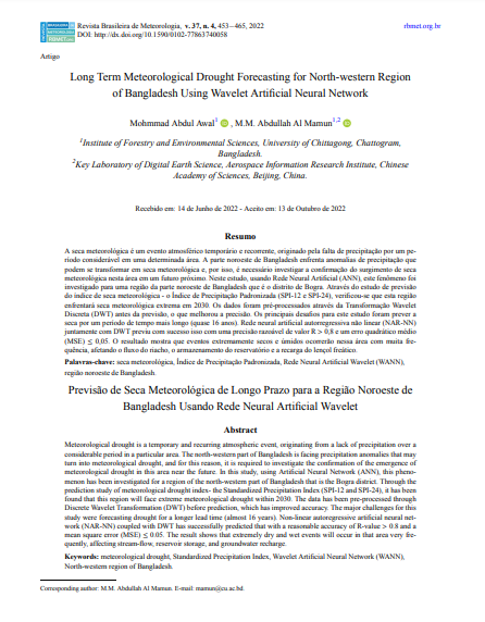 Long Term Meteorological Drought Forecasting for North-western Region of Bangladesh Using Wavelet Artificial Neural Network