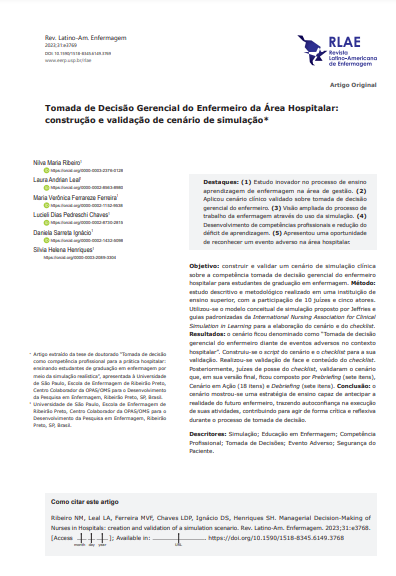 Managerial Decision-Making of Nurses in Hospitals: creation and validation of a simulation scenario