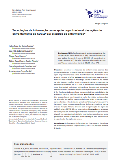 Information technologies as organizational support for the COVID-19 coping actions: Nurses’ discourse