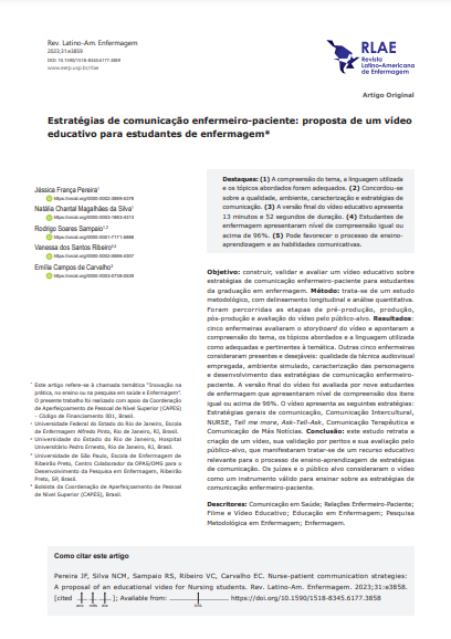 Estrategias de comunicación enfermero-paciente: propuesta de un video educativo para estudiantes de enfermería