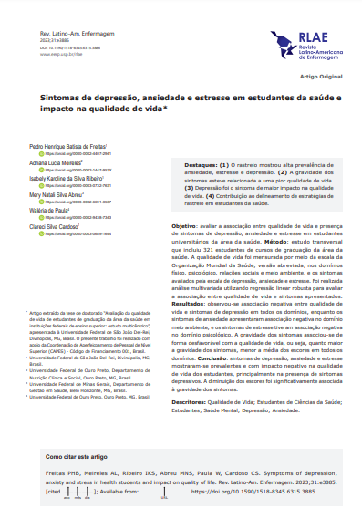 Síntomas de depresión, ansiedad y estrés en estudiantes del área de la salud e impacto en la calidad de vida