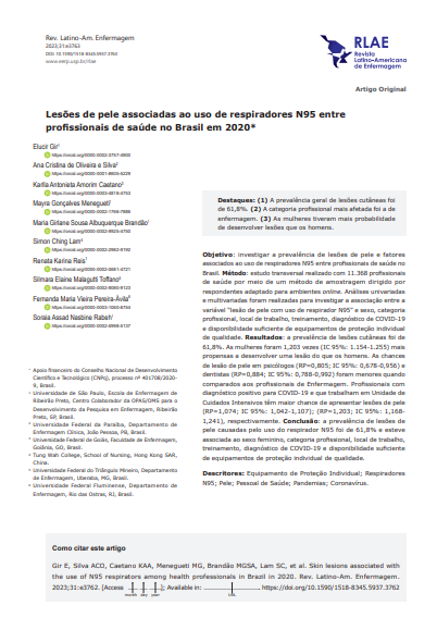Lesiones cutáneas asociadas con el uso de respiradores N95 en profesionales de la salud de Brasil durante 2020