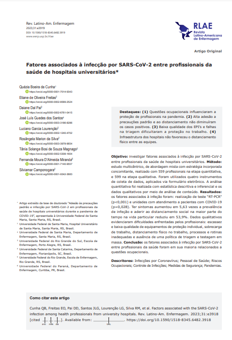 Factores asociados a la infección por SARS-CoV-2 en profesionales de la salud de hospitales universitarios