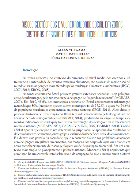 Riscos geotécnicos e vulnerabilidade social em zonas costeiras: desigualdades e mudanças climáticas