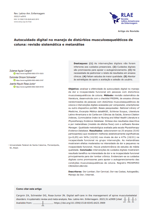 Autocuidado digital en el manejo de los trastornos musculoesqueléticos de columna: revisión sistemática y metanálisis