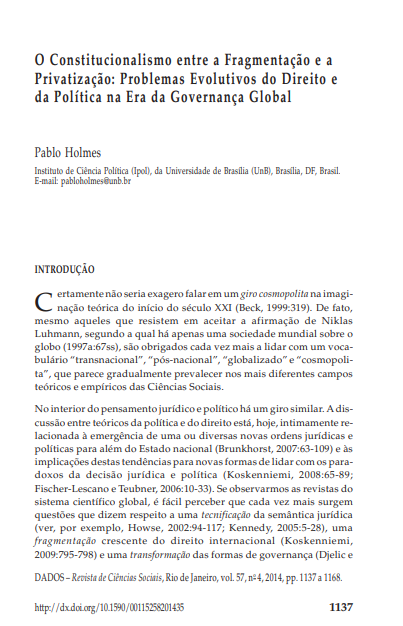O Constitucionalismo entre a Fragmentação e a Privatização: Problemas Evolutivos do Direito e da Política na Era da Governança Global