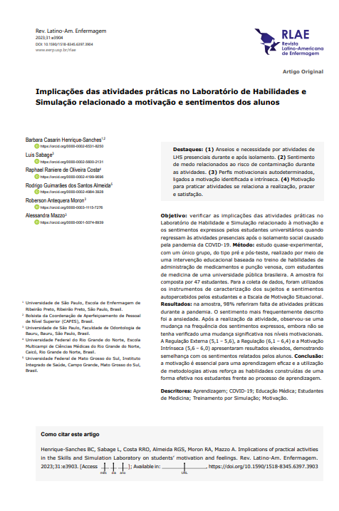 Implicaciones de las actividades prácticas en el Laboratorio de Habilidades y Simulación relacionadas con la motivación y los sentimientos de los estudiantes