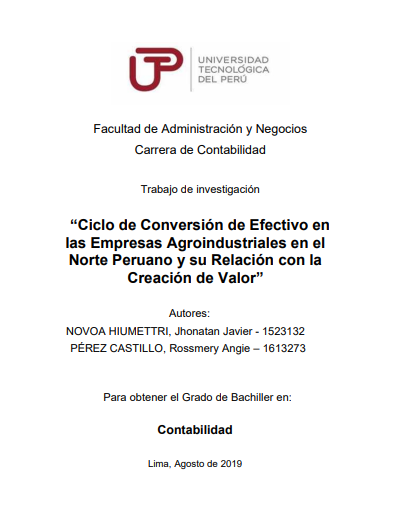 Ciclo de conversión de efectivo en las empresas agroindustriales en el norte peruano y su relación con la creación de valor