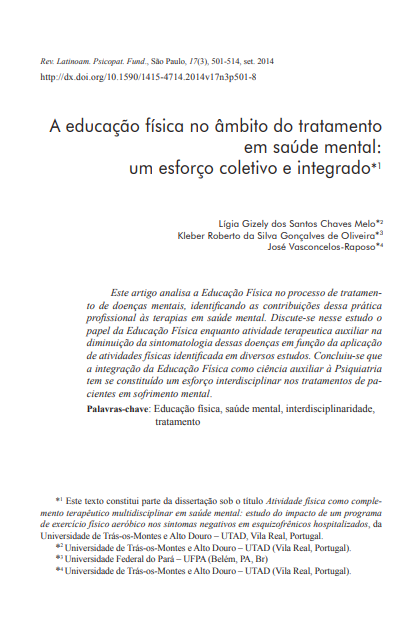 A educação física no âmbito do tratamento em saúde mental: um esforço coletivo e integrado