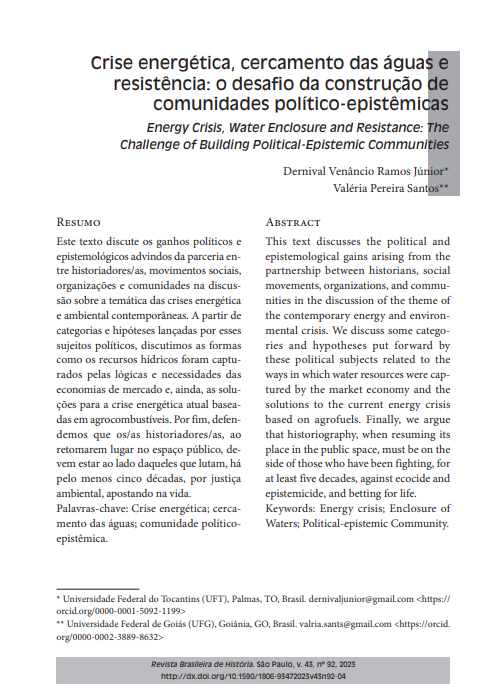 Crise energética, cercamento das águas e resistência: o desafio da construção de comunidades político-epistêmicas