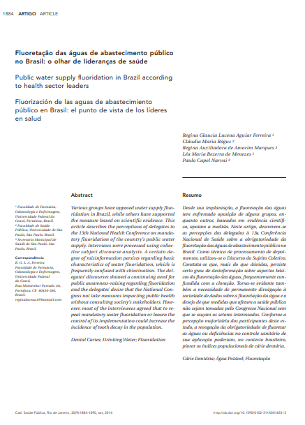 Fluoretação das águas de abastecimento público no Brasil: o olhar de lideranças de saúde