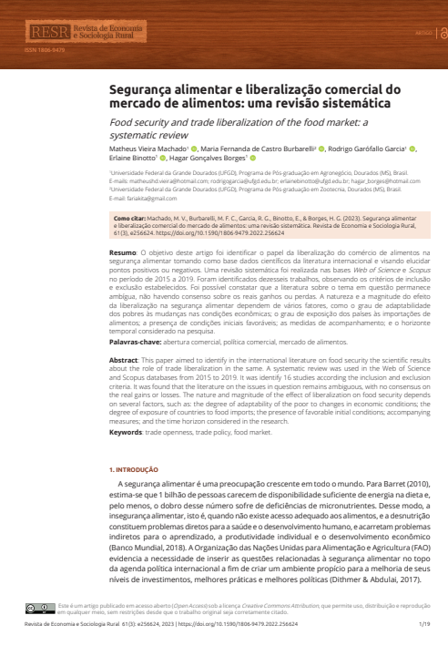 Segurança alimentar e liberalização comercial do mercado de alimentos: uma revisão sistemática