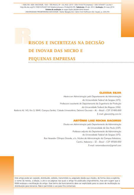 Riscos e incertezas na decisão de inovar das micro e pequenas empresas